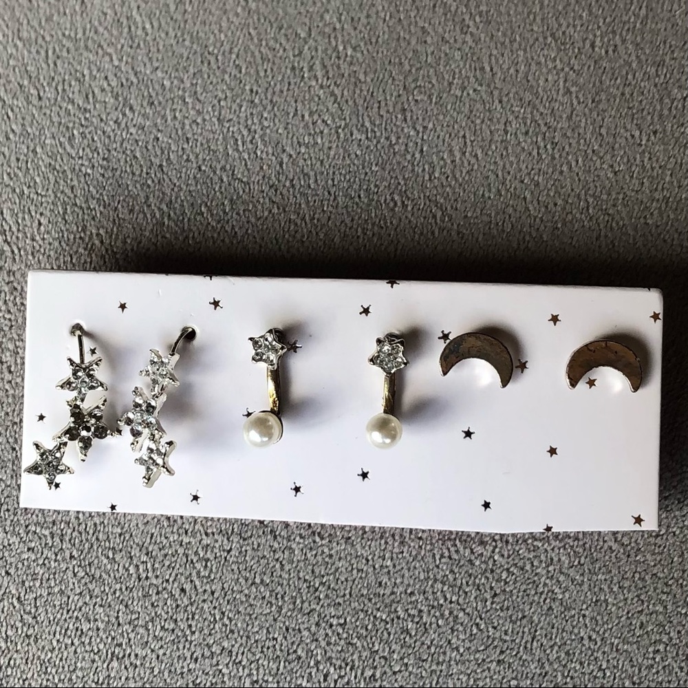Set of 3 ~ Stars and Moon Earrings